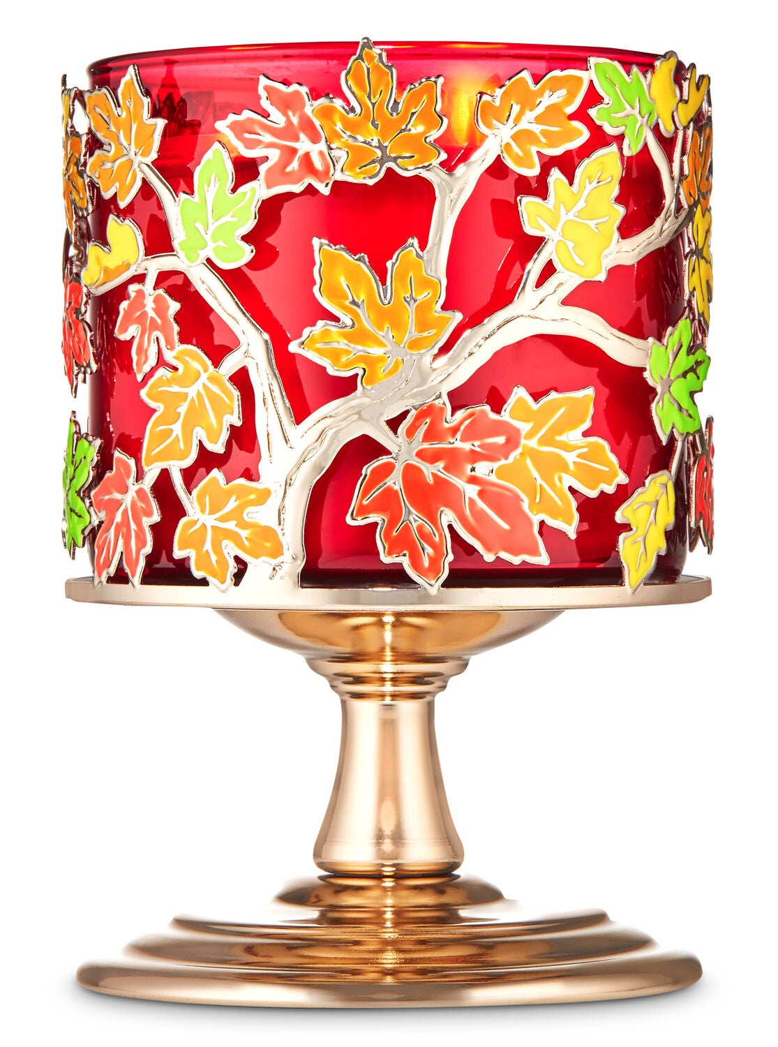 Colorful Leaves Pedestal 3-Wick Candle Holder - Bath And Body Works
