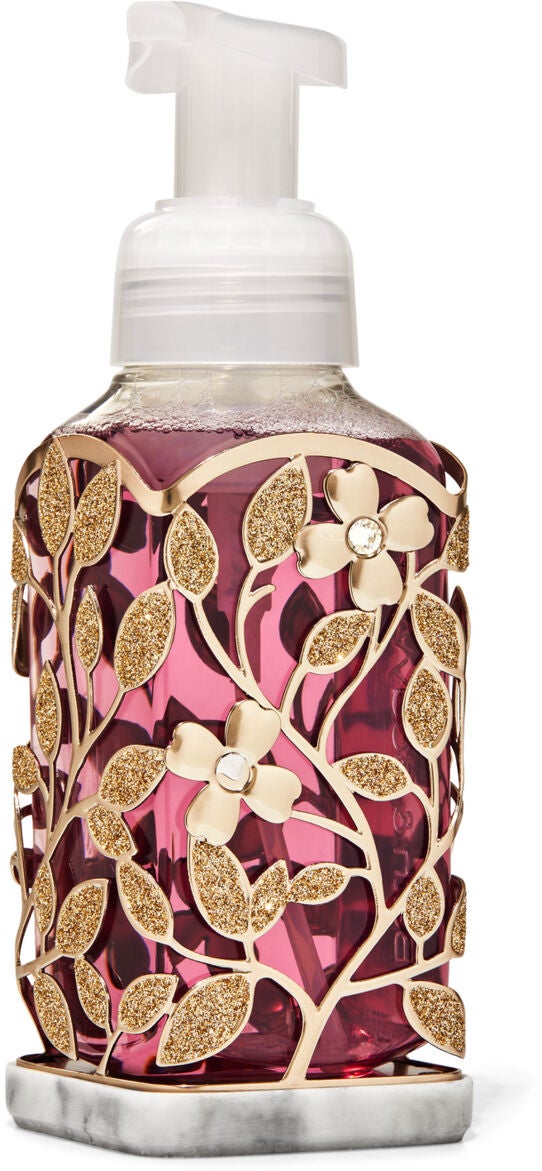 BATH & BODY WORKS RED BOW RIBBON METAL GENTLE FOAMING HAND SOAP SLEEVE HOLDER 