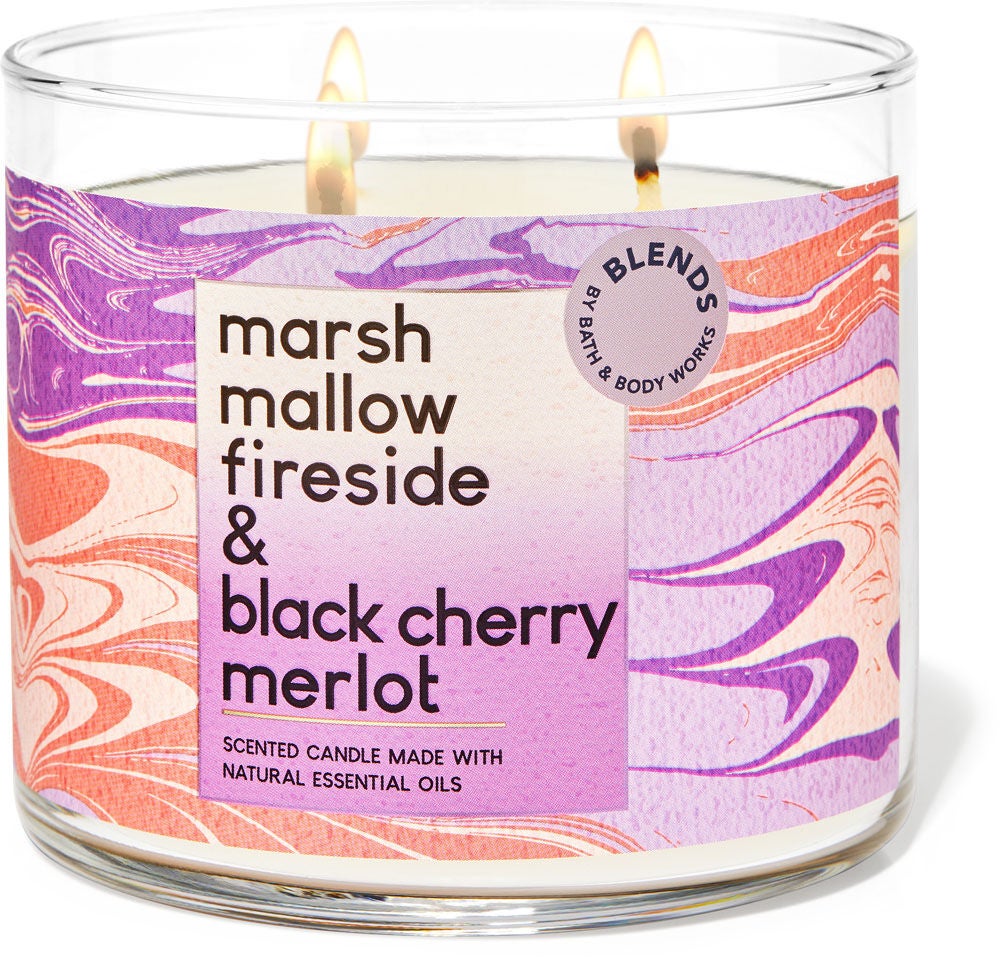 Marshmallow Fireside &amp;amp; Black Cherry Merlot 3-Wick Candle