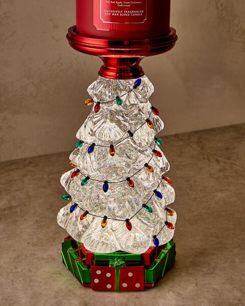Christmas Tree Water Globe 3-Wick Candle Holder