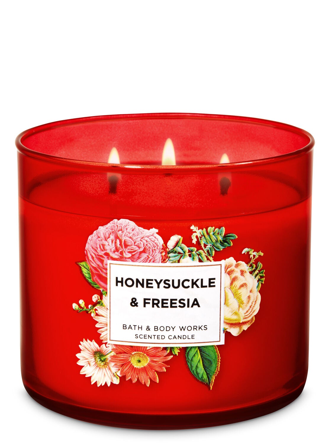 Honeysuckle & Freesia 3-Wick Candle - Bath And Body Works