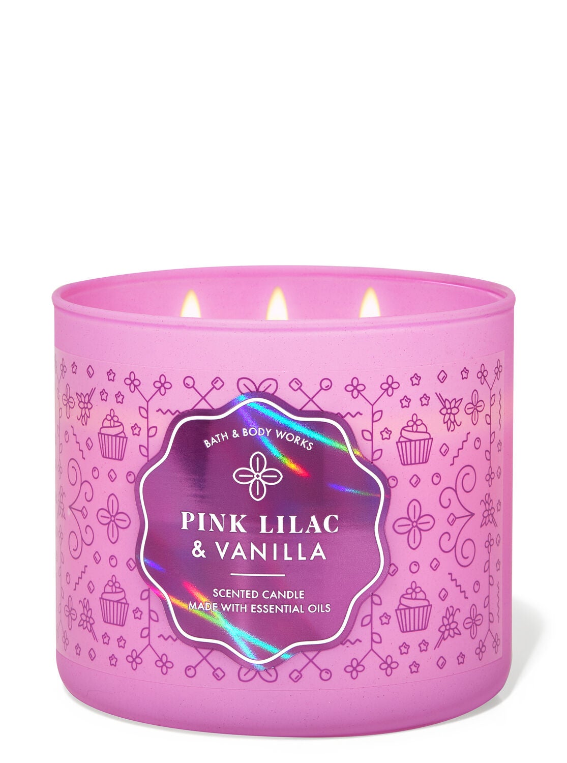 Pink Lilac Vanilla 3 Wick Candle Bath Body Works