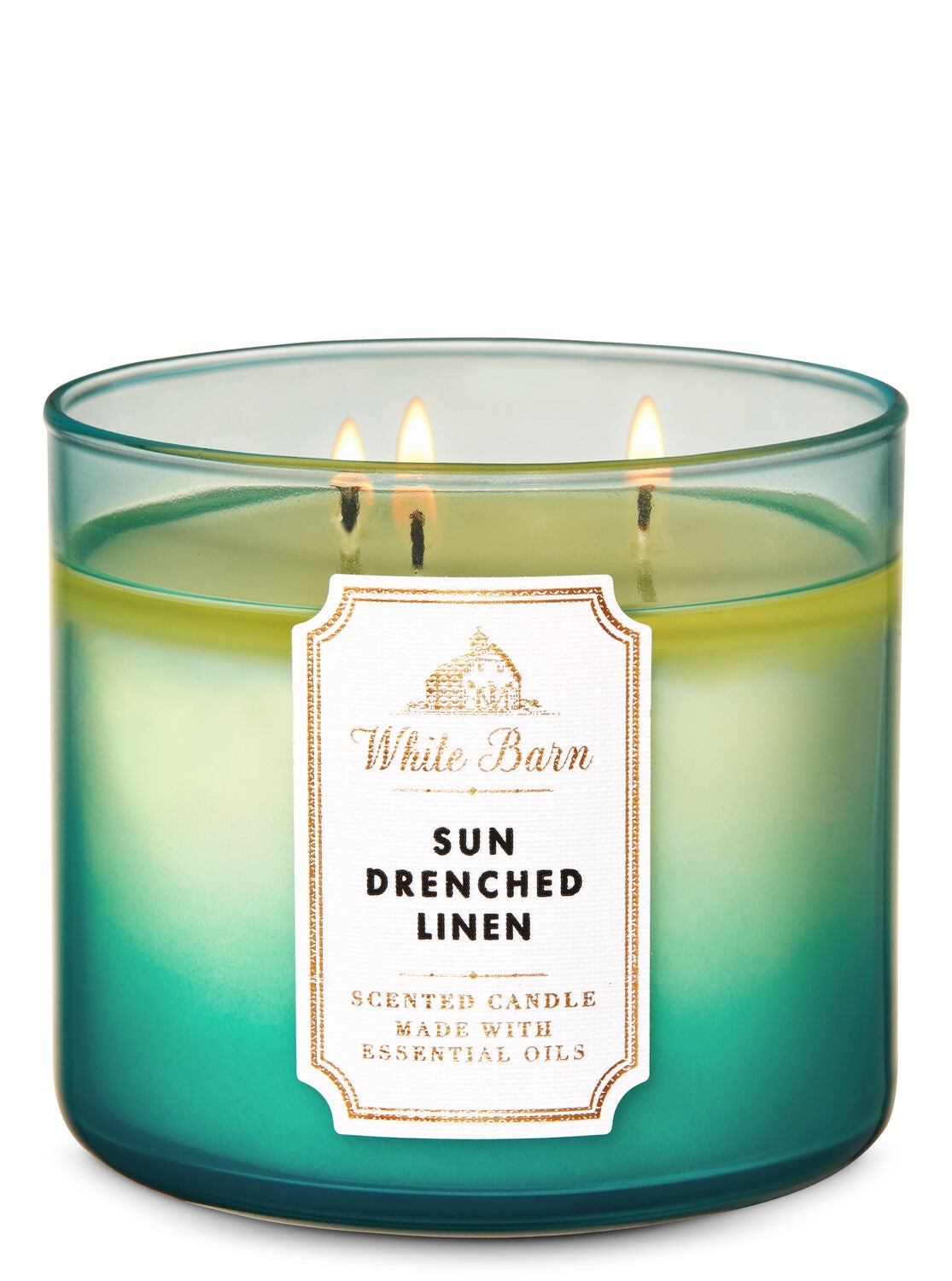 White Barn Sun-Drenched Linen 3-Wick Candle - Bath And Body Works