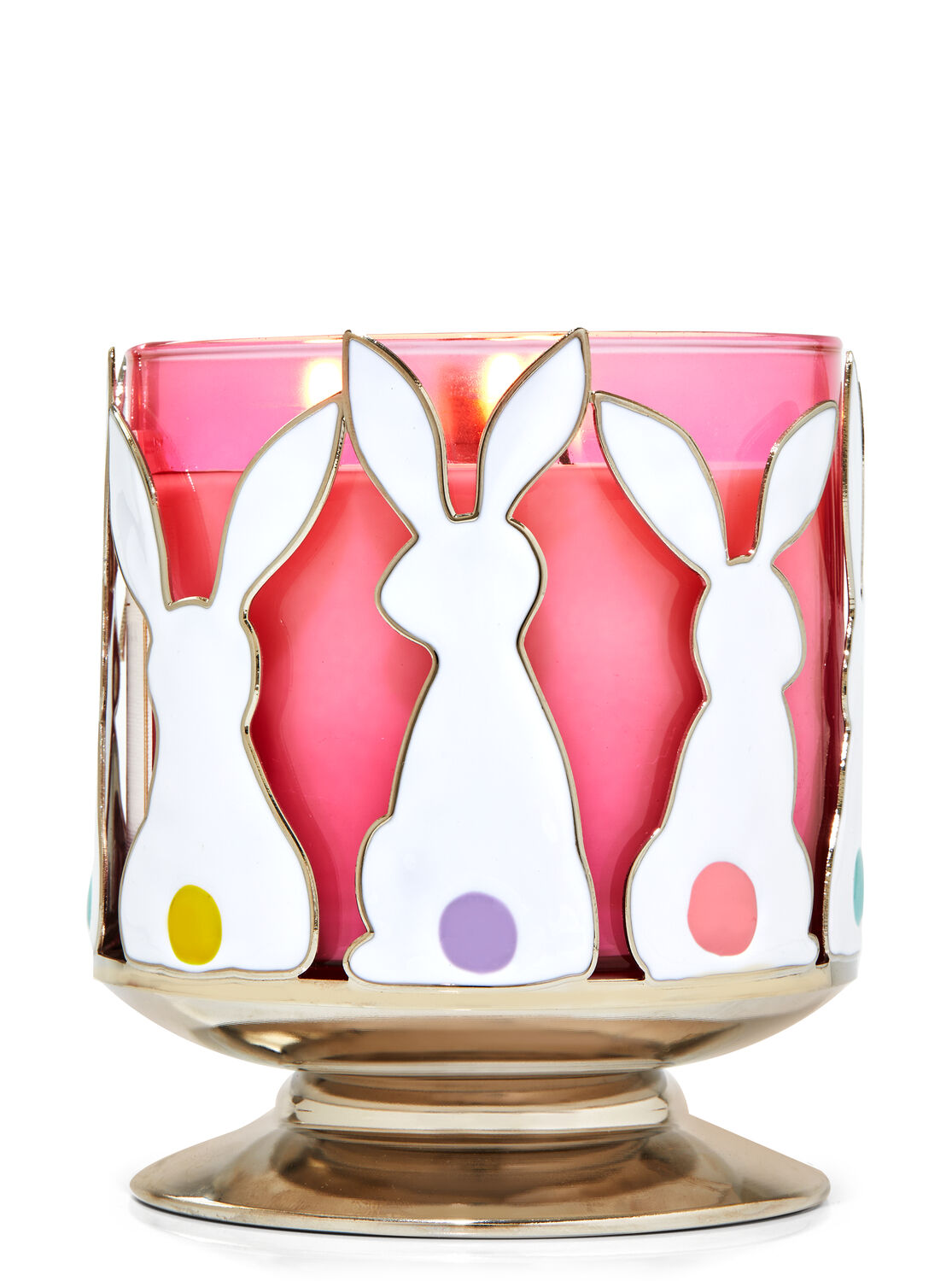 NEW BATH & BODY WORKS EASTER BUNNY EGGS METAL LARGE 3 WICK CANDLE HOLDER 14.5 OZ 