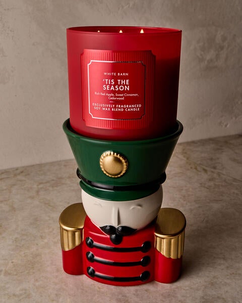 Nutcracker Bust Pedestal 3-Wick Candle Holder