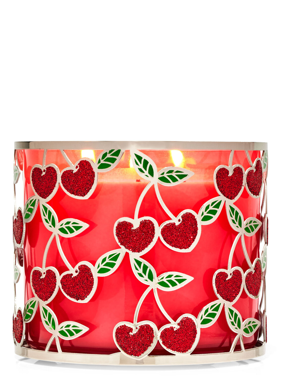 Cherry Hearts 3-Wick Candle Holder