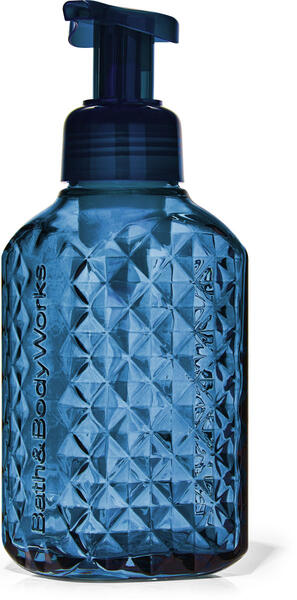 Faceted Blue Glass Gentle &amp; Clean Foaming Hand Soap Dispenser