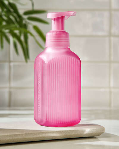 Mauve Ribbed Glass Gentle & Clean Foaming Hand Soap Dispenser