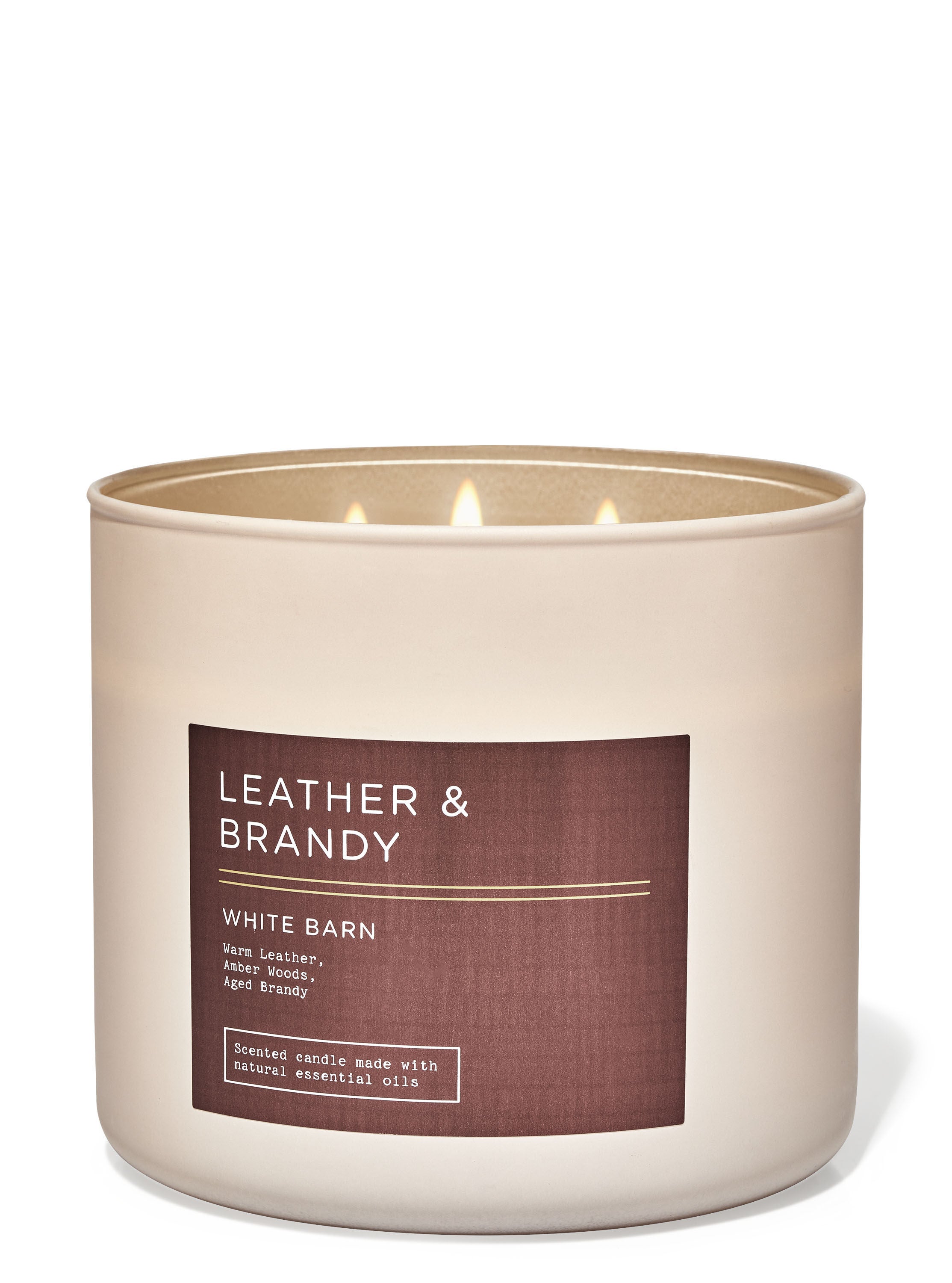Leather Brandy 3 Wick Candle White Barn Bath Body Works