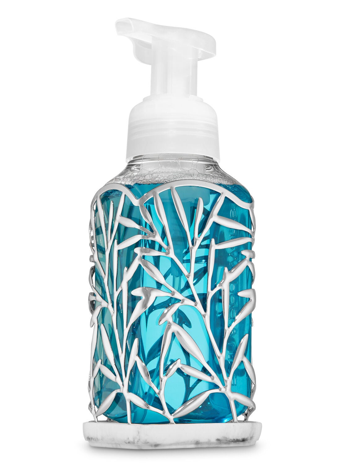 BATH & BODY WORKS VINE LEAF CHROME METAL GENTLE FOAMING HAND SOAP SLEEVE HOLDER BATH & BODY WORKS VINE LEAF CHROME METAL GENTLE FOAMING HAND SOAP SLEEVE HOLDER