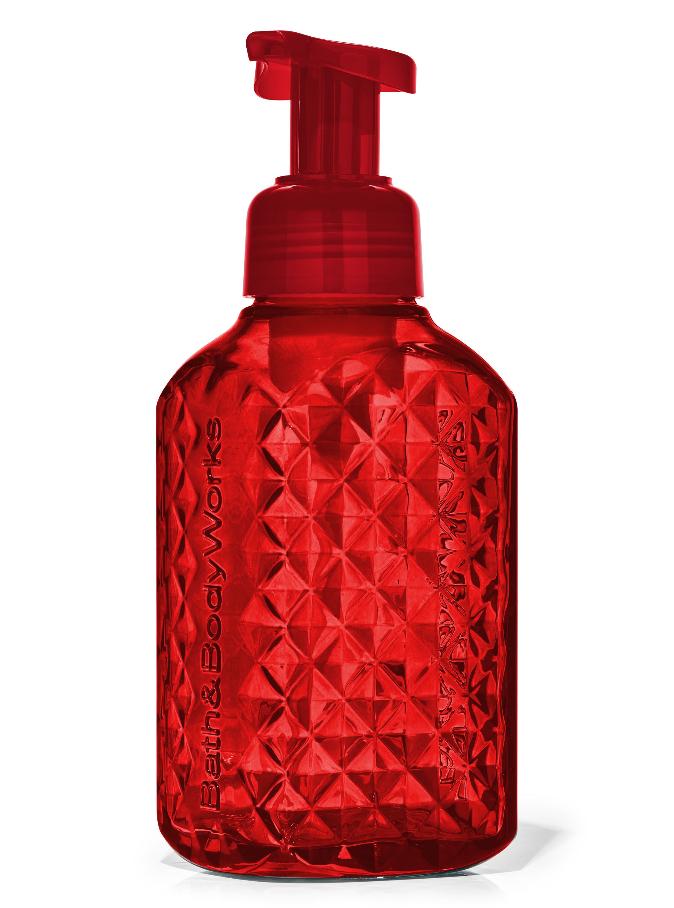 Red hand shop soap dispenser