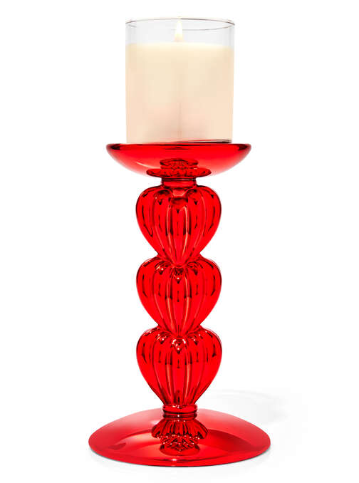 Stacked Hearts Pedestal Single Wick Candle Holder