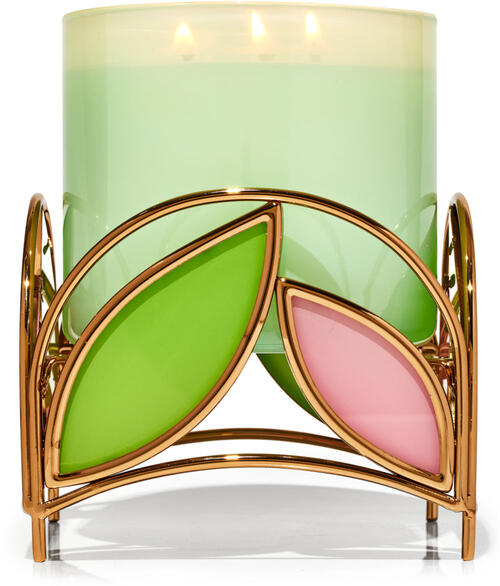 Glass Botanical 3-Wick Candle Holder