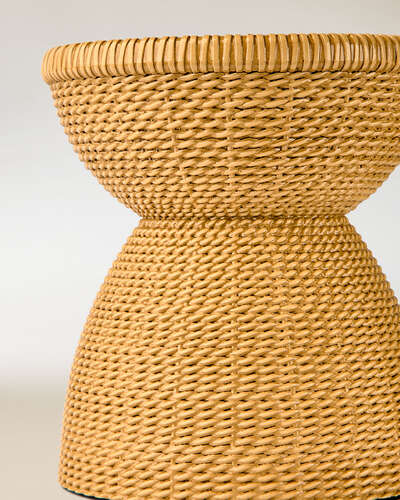 Woven Pedestal 3-Wick Candle Holder