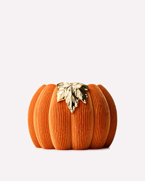 Orange Corduroy Pumpkin 3-Wick Candle Holder