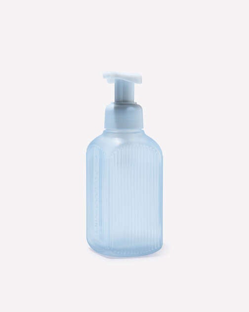 Light Blue Ribbed Glass Gentle & Clean Foaming Hand Soap Dispenser