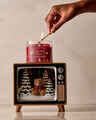 Light-Up Vintage TV Pedestal 3-Wick Candle Holder