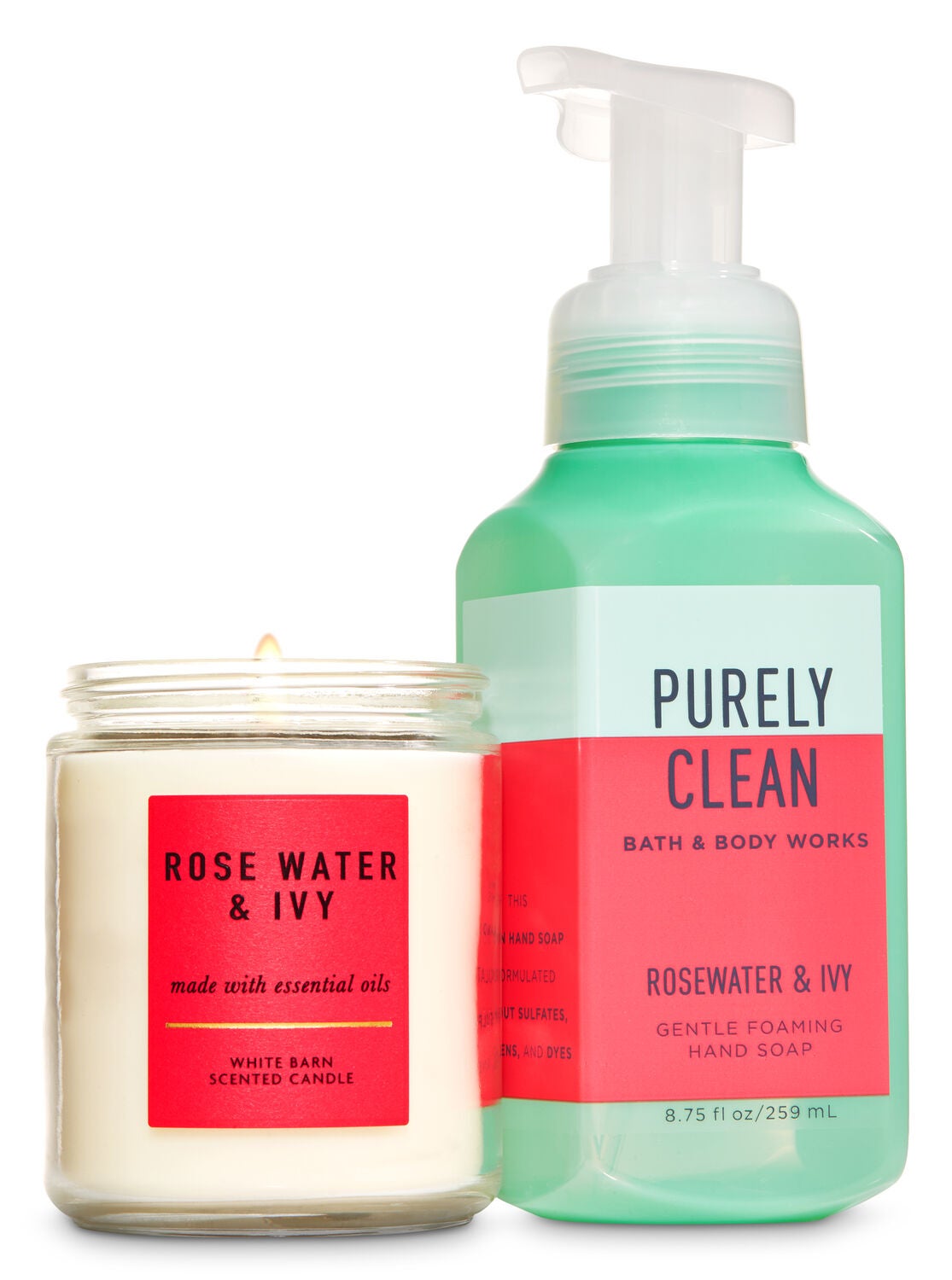 Rose Water & Ivy Single Wick & Gentle Foaming Hand Soap - Bath And Body Works