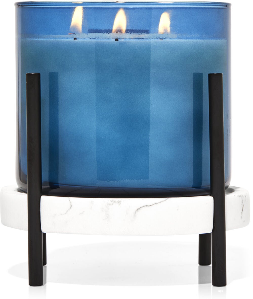 NEW BATH & BODY WORKS BLUE SPARKLY BUTTERFLY MAGNET LARGE 3 WICK CANDLE DECOR 