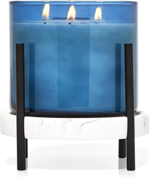 Mixed Material Pedestal 3-Wick Candle Holder