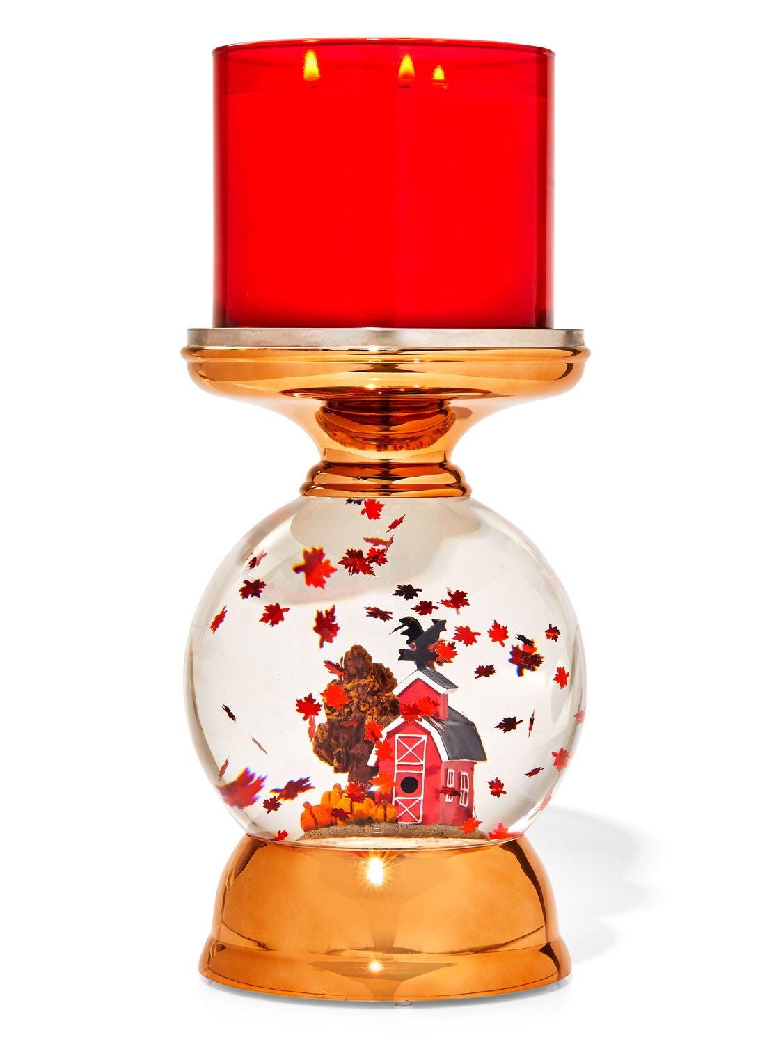 Water Globe Farmhouse Pedestal 3 Wick Candle Holder Bath Body Works