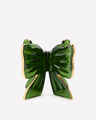 Emerald Glass Bow Pedestal 3-Wick Candle Holder