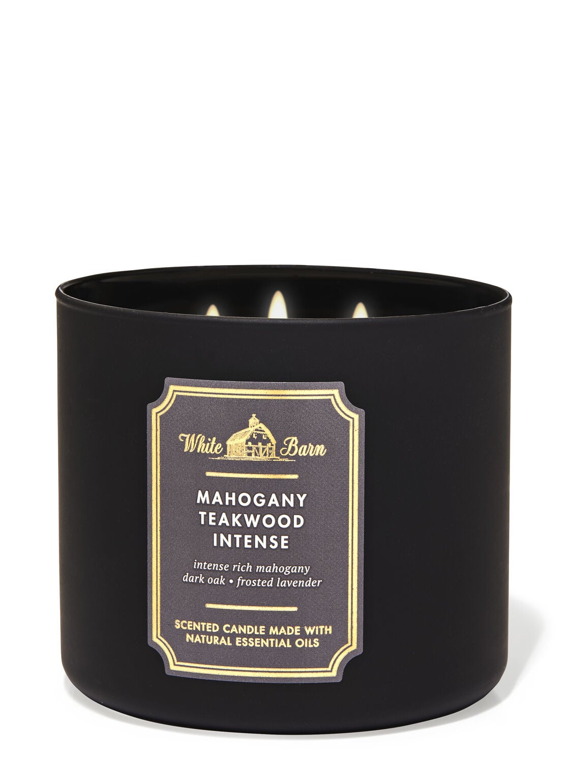 BATH & BODY WORKS WHITE BARN BLACK TEAKWOOD SCENTED 3 WICK CANDLE 14.5oz NEW! 