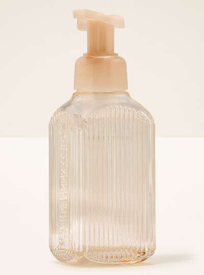 Cream Vertical Lines Gentle & Clean Foaming Hand Soap Dispenser