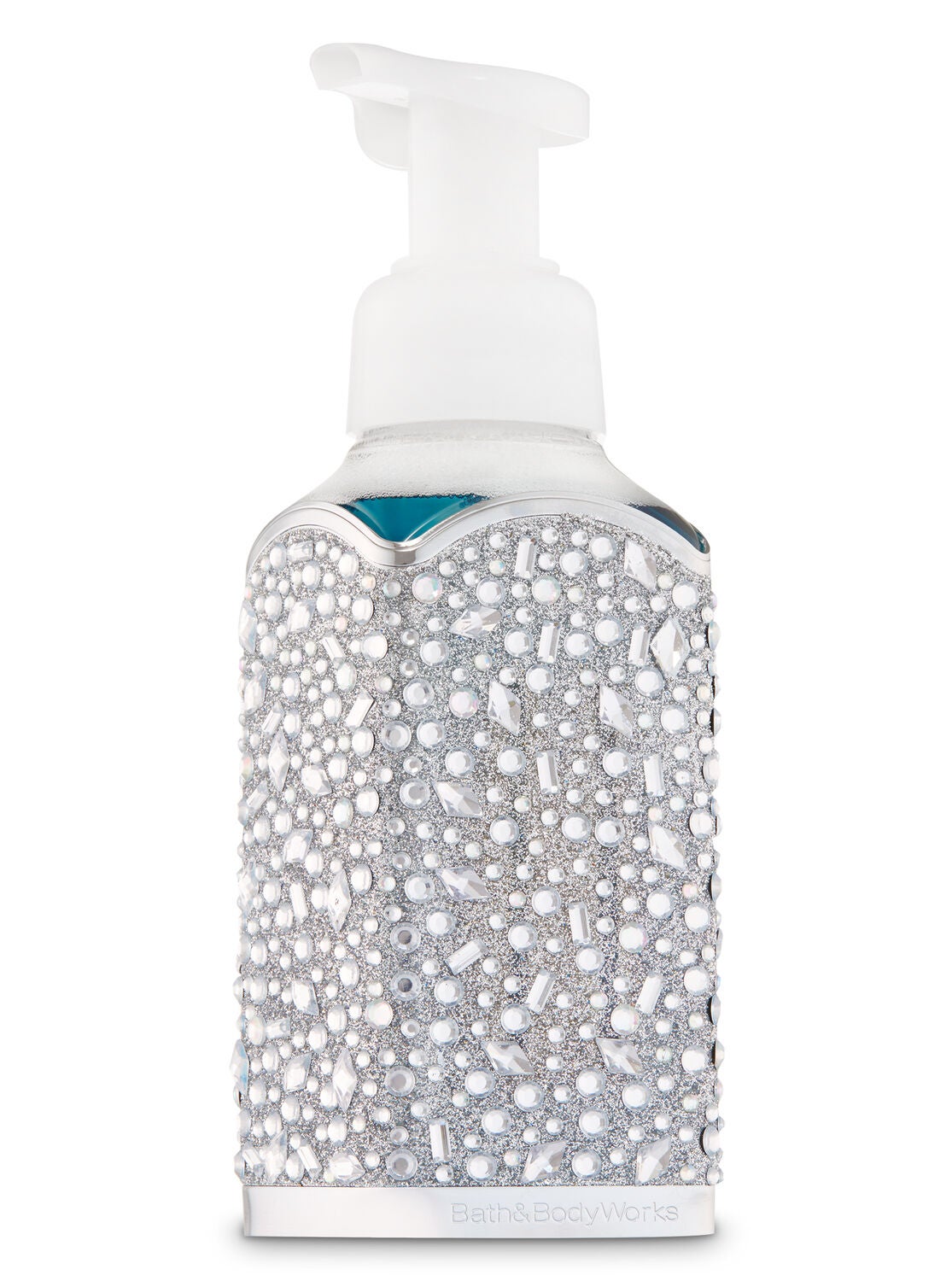 NEW BATH BODY WORKS SILVER ROSES GLITTER GENTLE FOAMING HAND SOAP SLEEVE HOLDER 