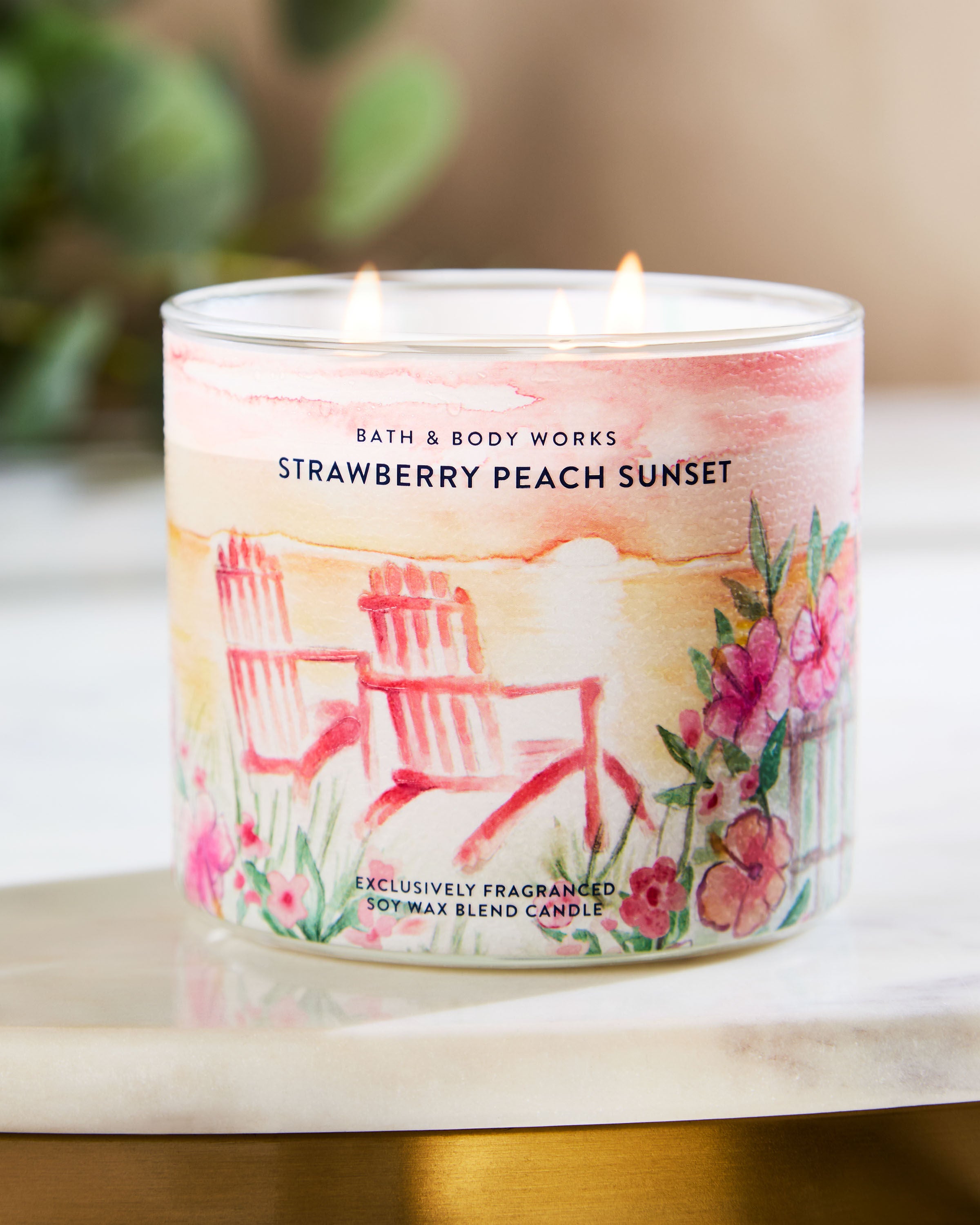 キャンドル BATH&BODYWORKS Candle(3set) Strawberry Peach Sunset 3-Wick Candle | Bath & Body Works