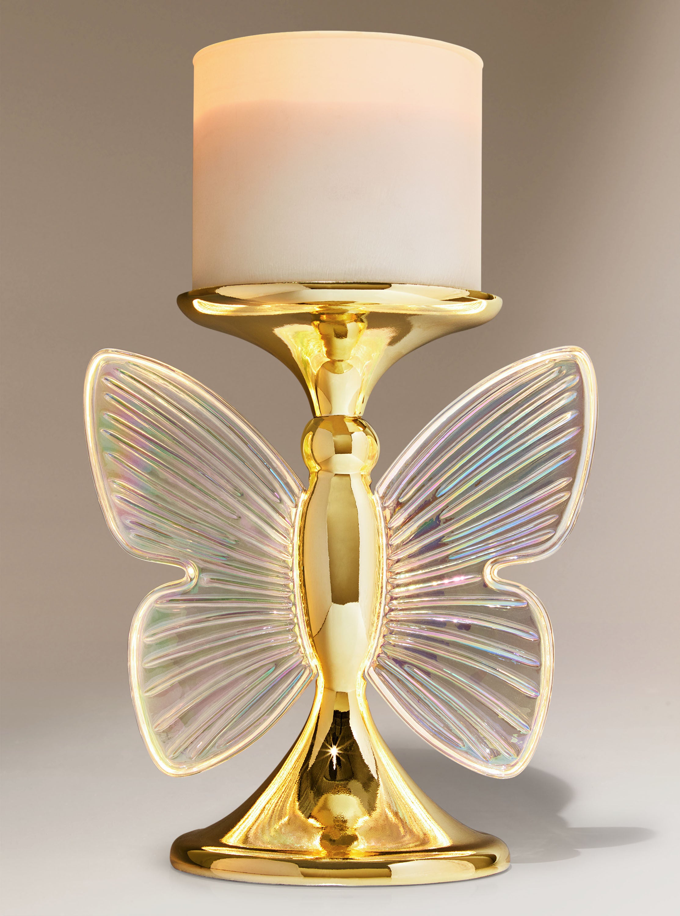 Illuminated Light up Butterfly 3 Wick Candle Holder