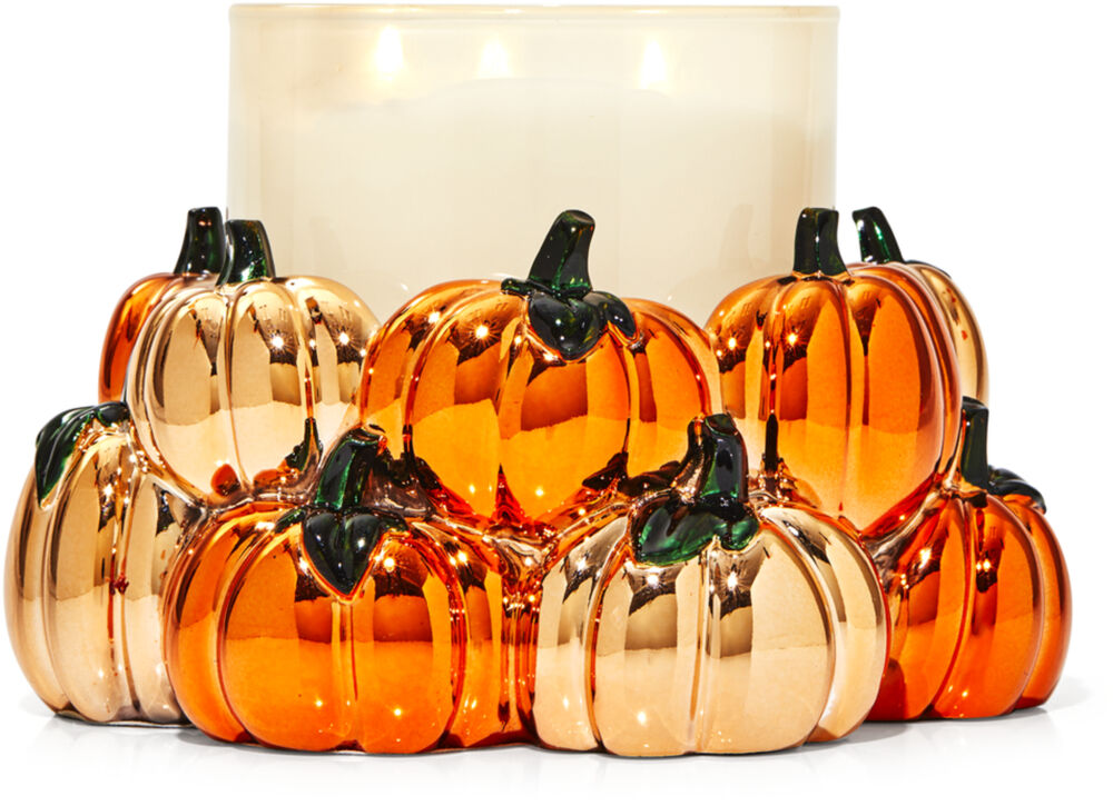 bath and body works Sparkly Pumpkins 3 Wick Candle Holder 