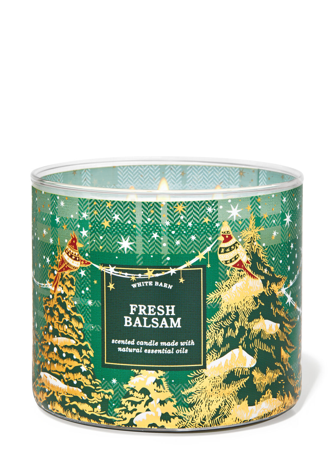 BATH & BODY WORKS FRESH BALSAM SCENTED CANDLE 3 WICK 14.5OZ LARGE FOREST PINE 