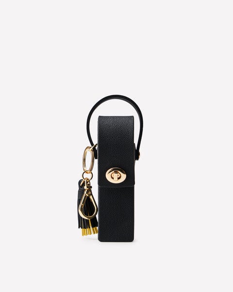 Black Textured Twist Lock with Tassel Spray Sanitizer & Lip Holder