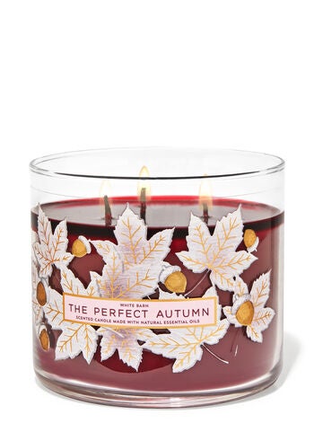 The Perfect Autumn 3Wick Candle White Barn Bath & Body Works