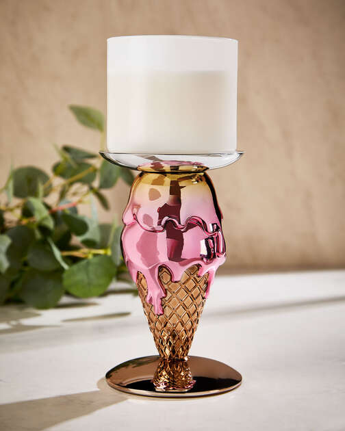Double-Scoop Cone Pedestal 3-Wick Candle Holder