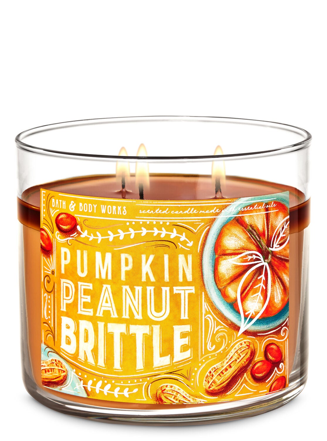 Pumpkin Peanut Brittle 3-Wick Candle - Bath And Body Works