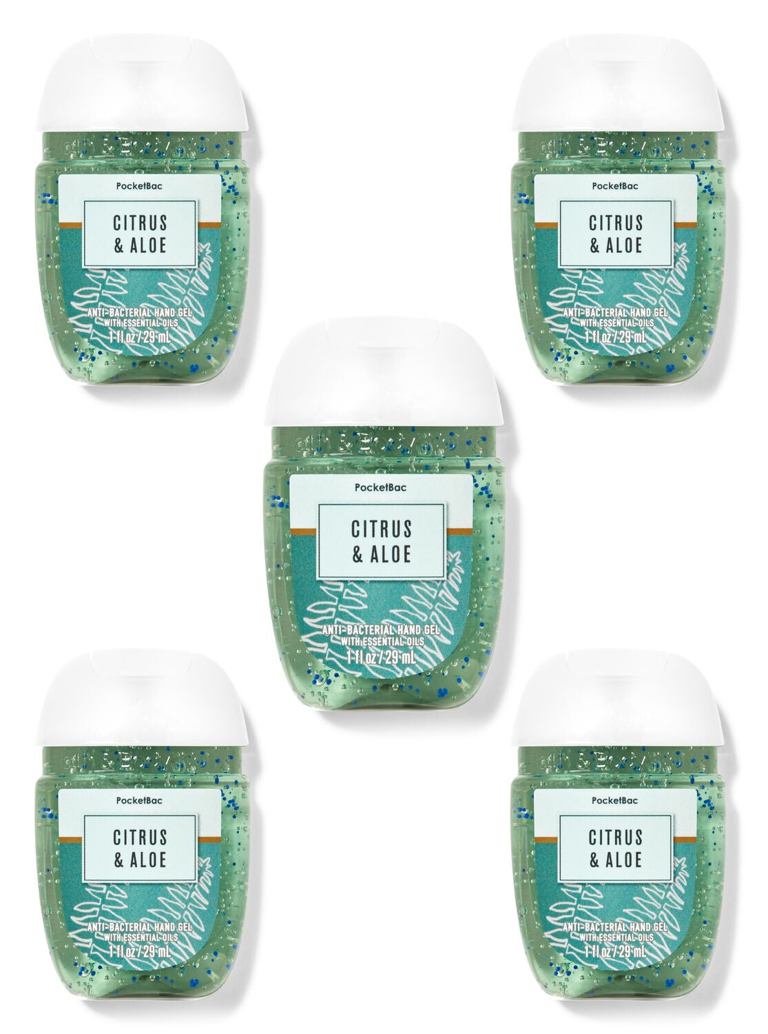 Citrus & Aloe PocketBac Hand Sanitizers, 5-Pack