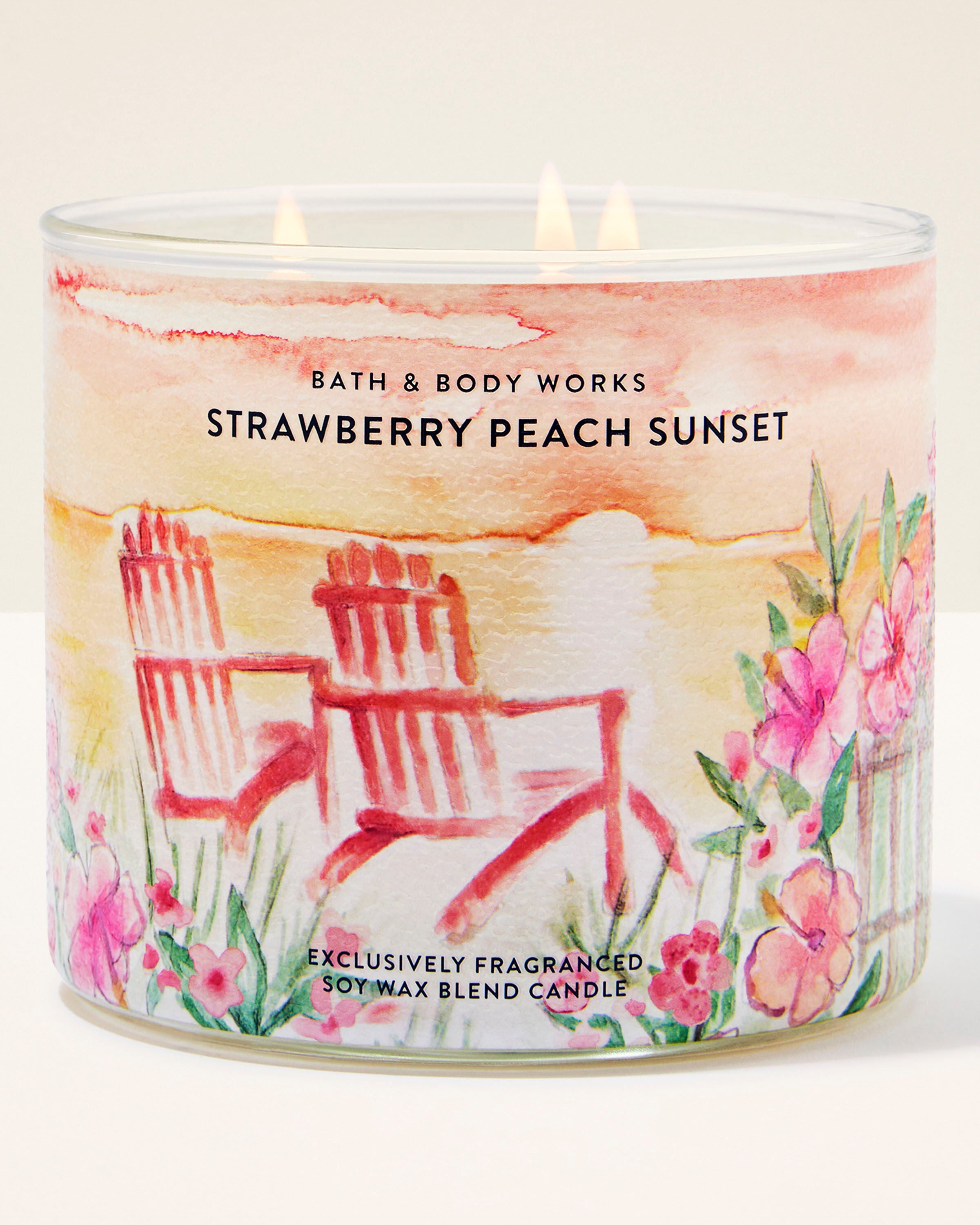 キャンドル BATH&BODYWORKS Candle(3set) Strawberry Peach Sunset 3-Wick Candle | Bath & Body Works