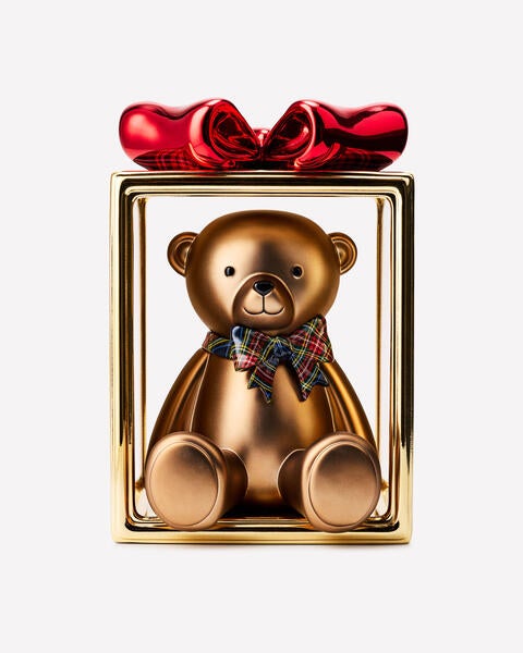 Teddy Bear Present Pedestal 3-Wick Candle Holder