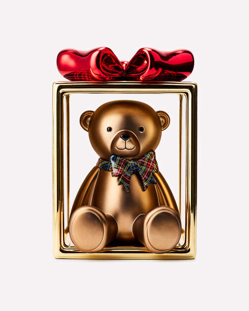 Teddy Bear Present Pedestal 3-Wick Candle Holder