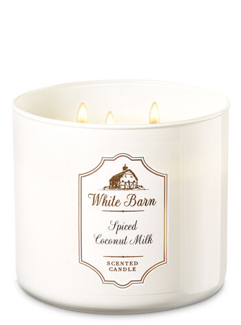 White Barn Spiced Coconut Milk 3-Wick Candle - Bath And Body Works