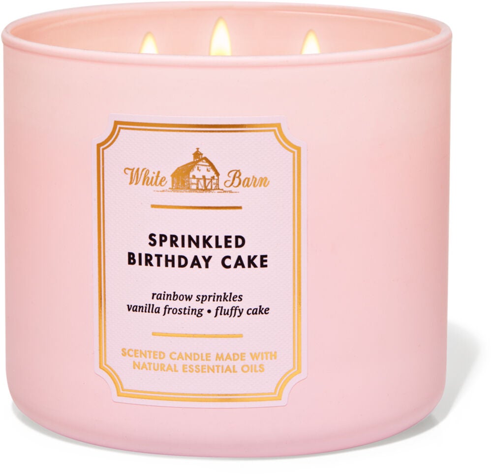 Sprinkled Birthday Cake 3-Wick Candle - White Barn
