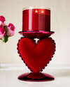 Ruffled Heart Cushion Pedestal 3-Wick Candle Holder