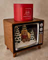 Light-Up Vintage TV Pedestal 3-Wick Candle Holder