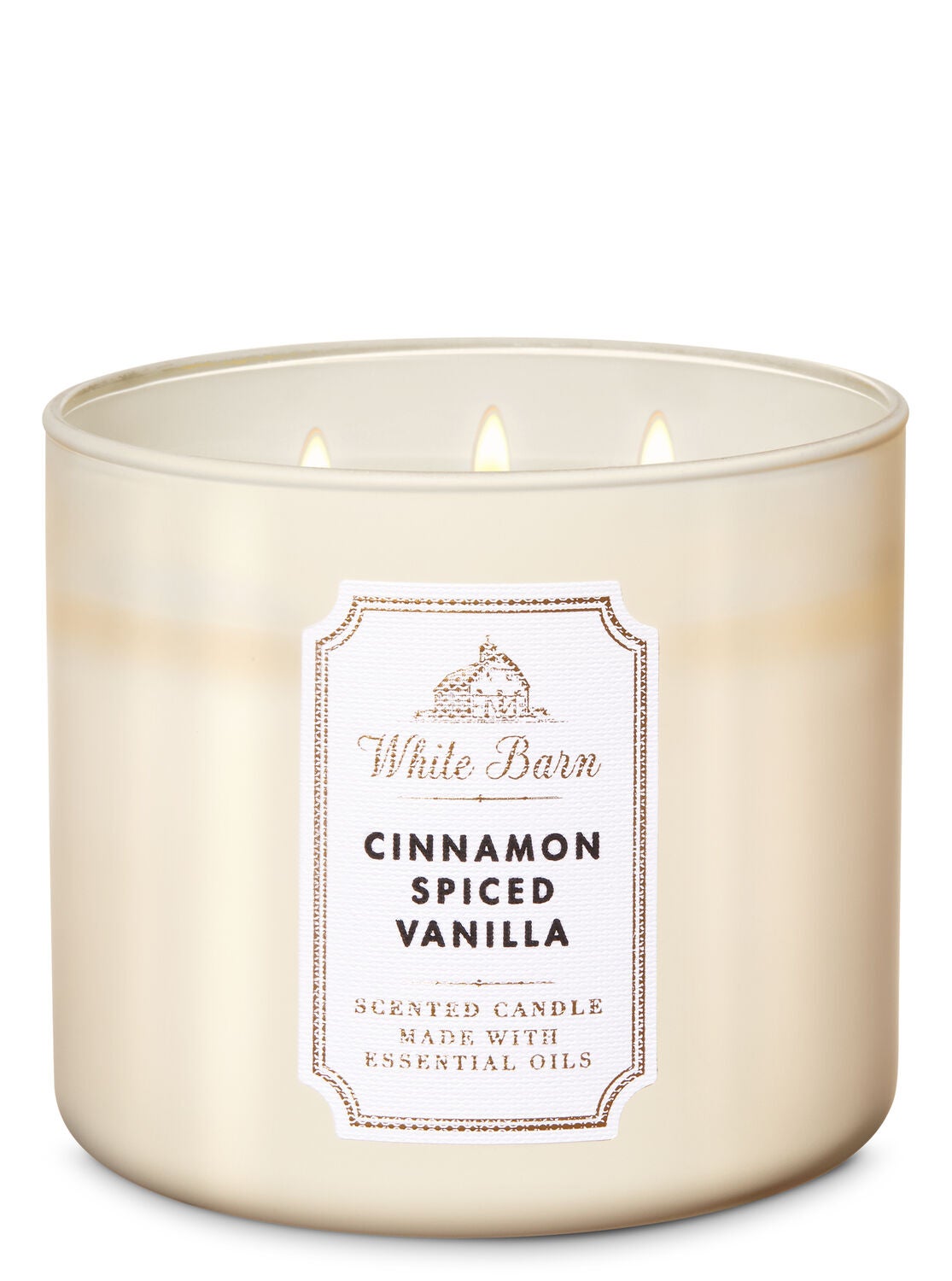 Cinnamon Spiced Vanilla 3 Wick Candle White Barn Bath Body Works