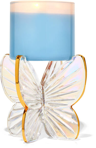 Glass Butterfly 3-Wick Candle Holder