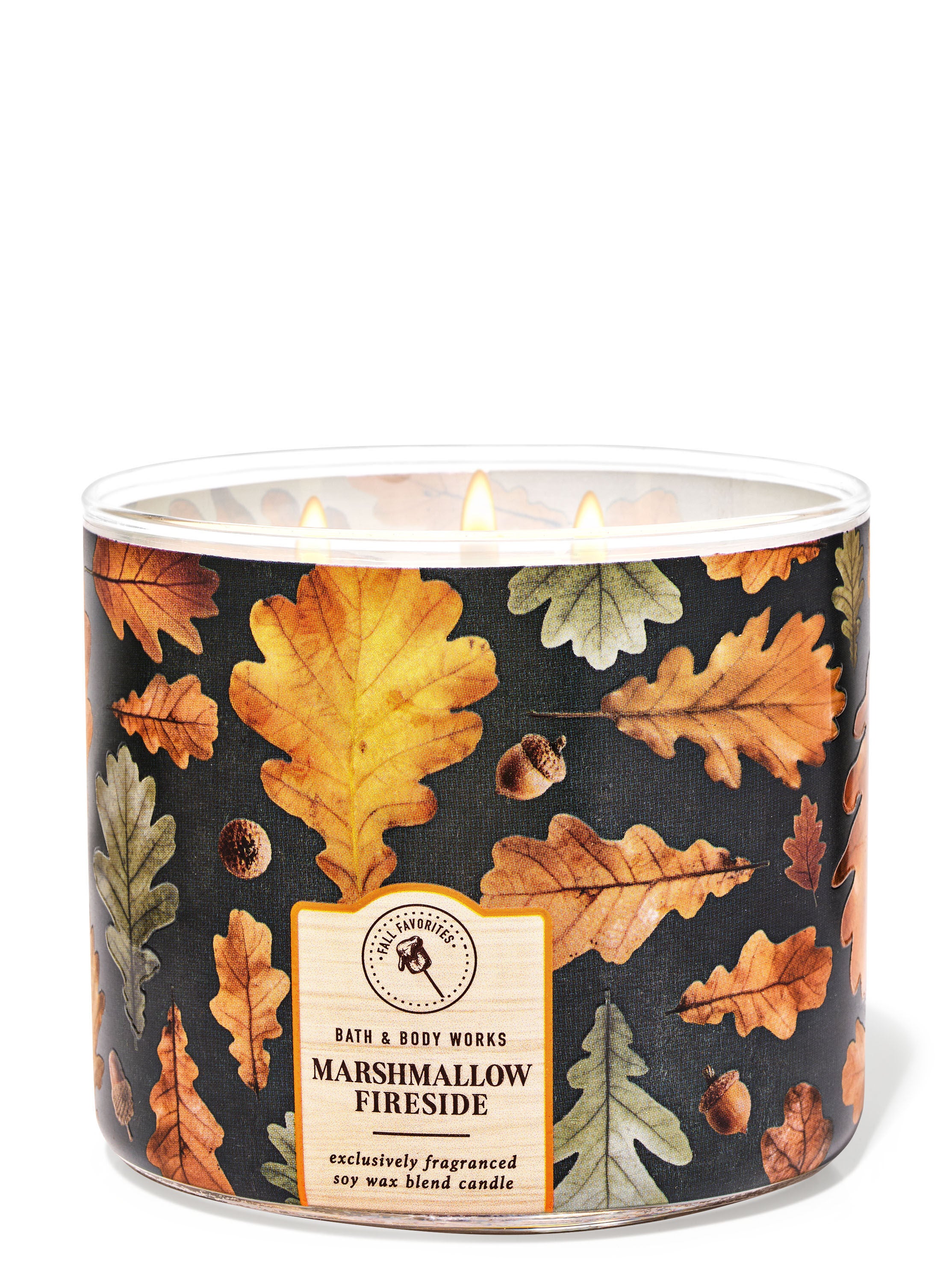 iA 3-wick candle in a jar with leaves on it