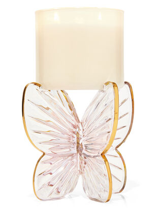 Glass Butterfly 3-Wick Candle Holder