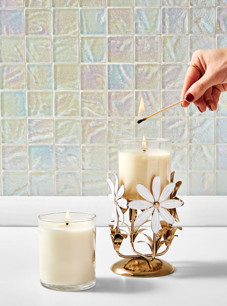 Metal Florals Single Wick Candle Holder